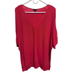 Talbots Red Lightweight Plus Size V-Neck Short Sleeve Sweater Shirt Size 3X